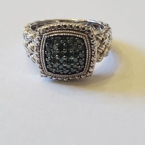 JS Joseph Schmid Sterling Silver and Pave Blue Diamond Affinity Ring, SZ 6